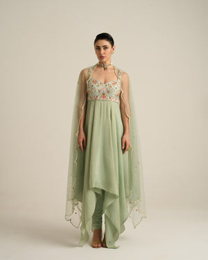 Mint Green Florid Anarkali Set