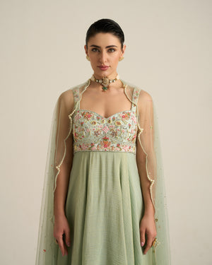 Mint Green Florid Anarkali Set