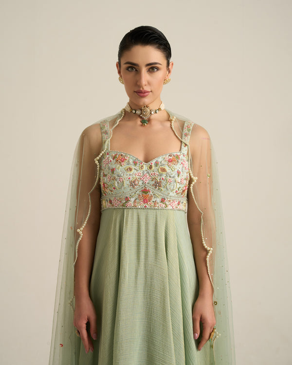 Mint Green Florid Anarkali Set