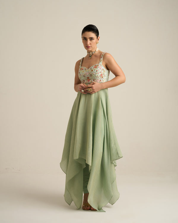 Mint Green Florid Anarkali Set