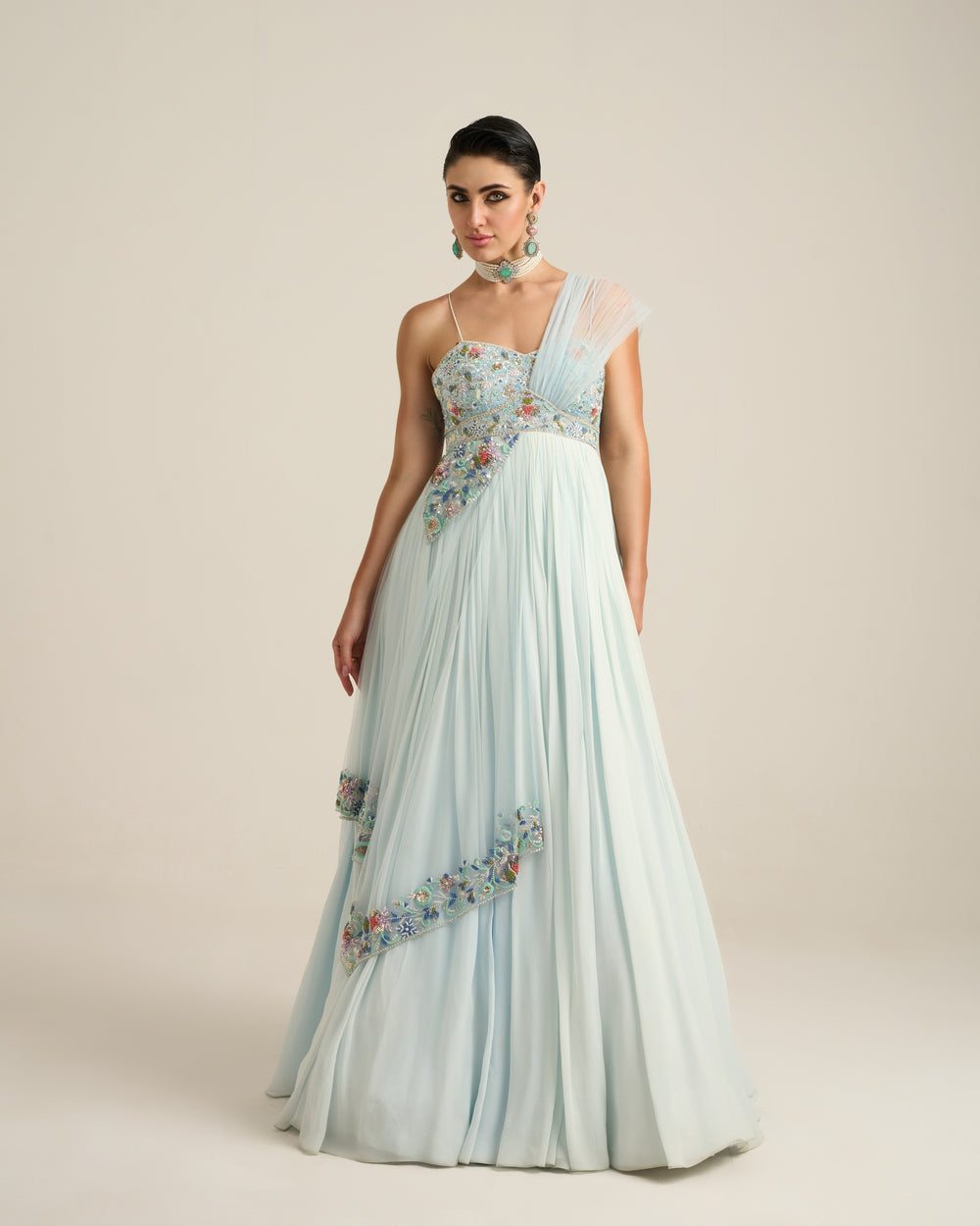 Powder Blue Anarkali Set