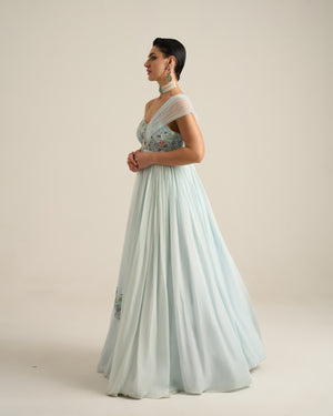 Powder Blue Anarkali Set