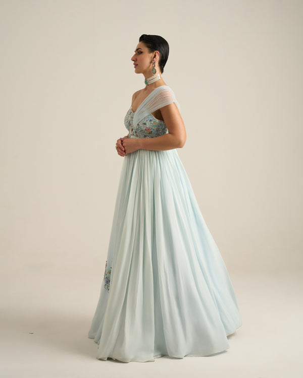 Powder Blue Anarkali Set