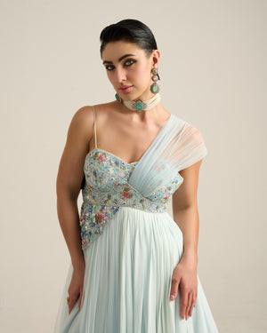 Powder Blue Anarkali Set