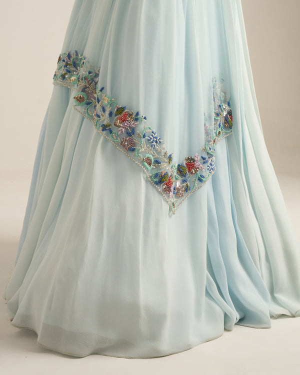 Powder Blue Anarkali Set