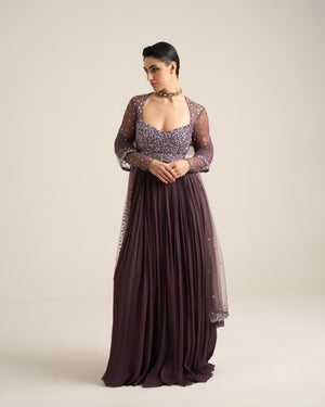 Purple Ash Anarkali set