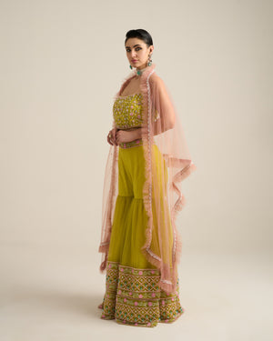 Neo Pink Sharara Set