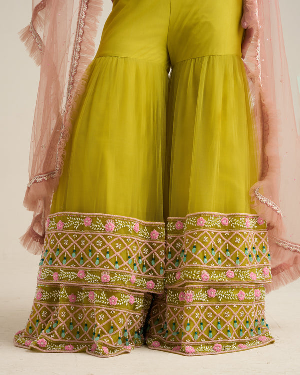Neo Pink Sharara Set