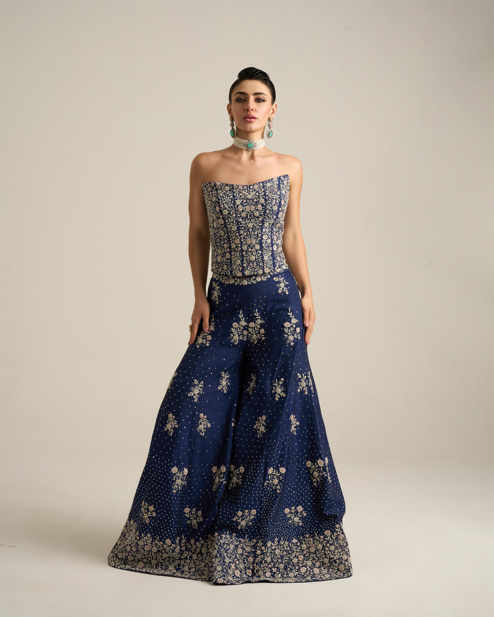 Midnight Blue Corset Pants Set