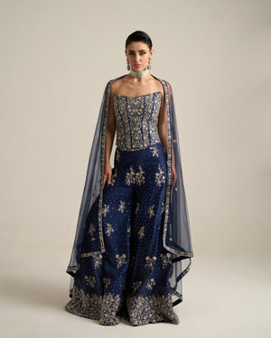 Midnight Blue Corset Pants Set