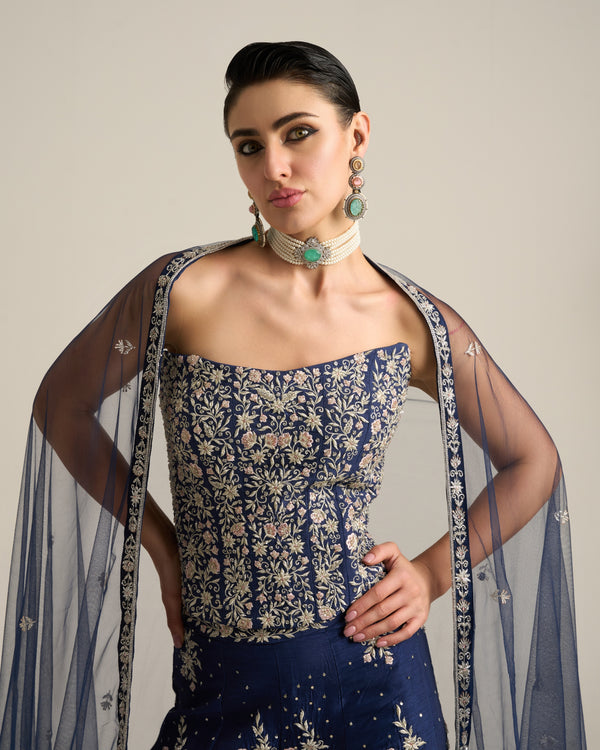 Midnight Blue Corset Pants Set