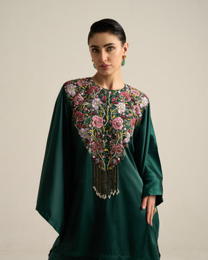 Floral Green Kaftan Skirt Set