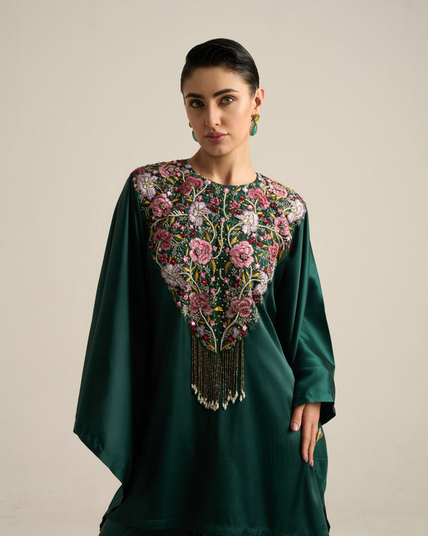 Floral Green Kaftan Skirt Set