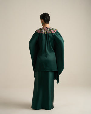 Floral Green Kaftan Skirt Set