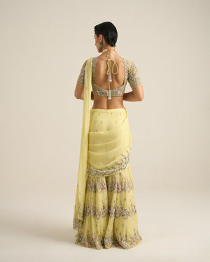 Lime Yellow Floral Sharara Set