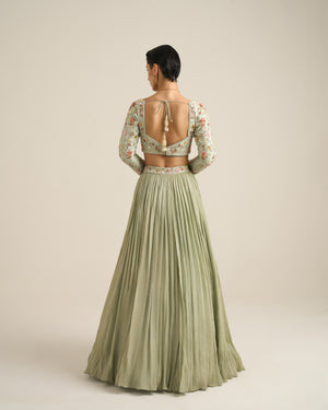 Mint Green Florid Lehenga Set
