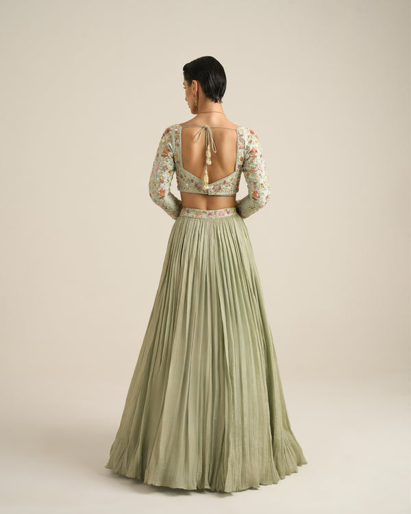 Mint Green Florid Lehenga Set