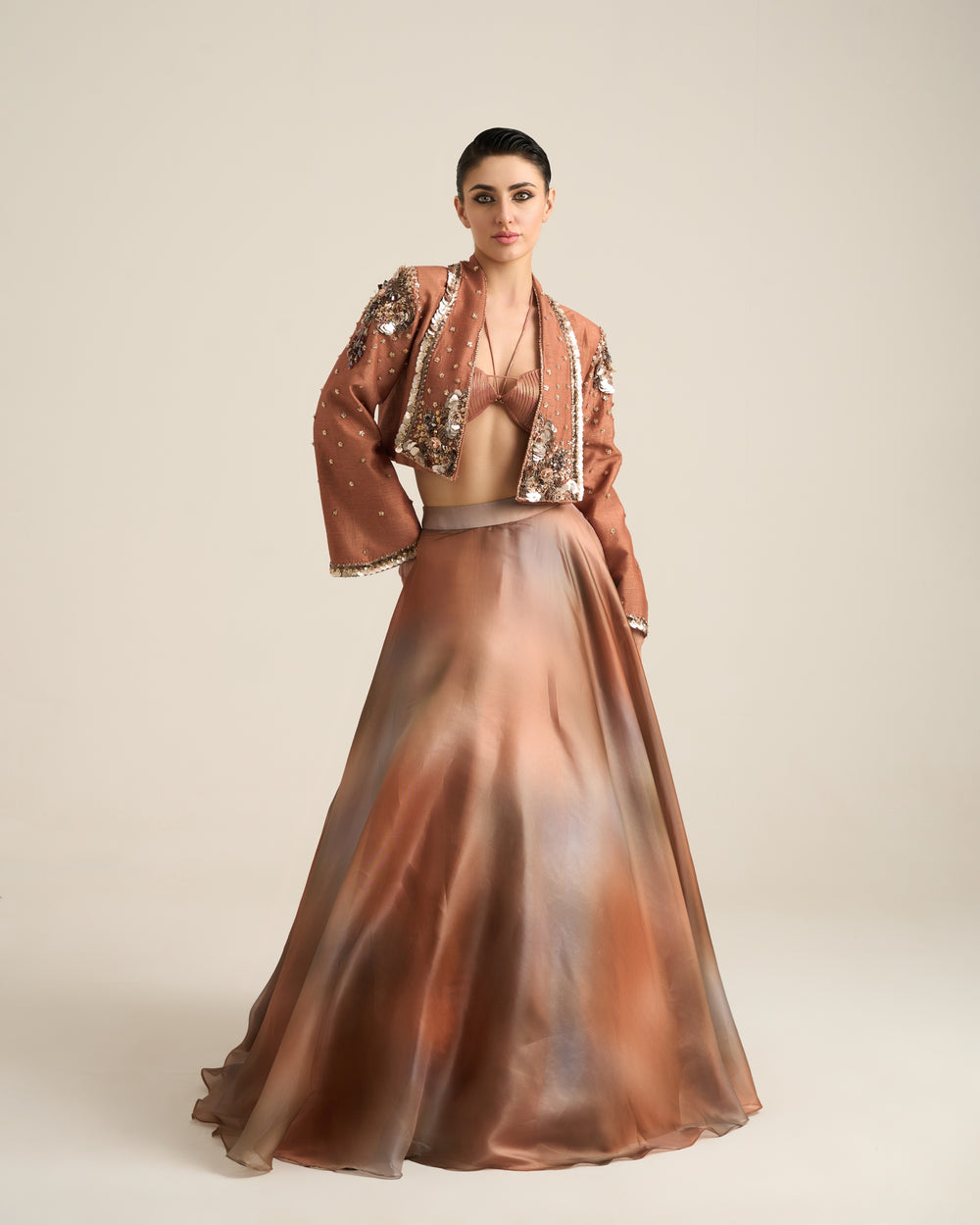 Rust Ombre Lehenga Set