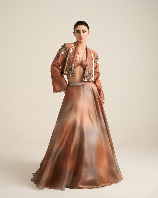 Rust Ombre Lehenga Set