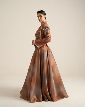 Rust Ombre Lehenga Set