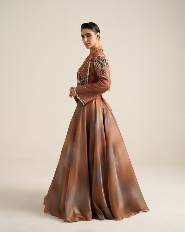 Rust Ombre Lehenga Set