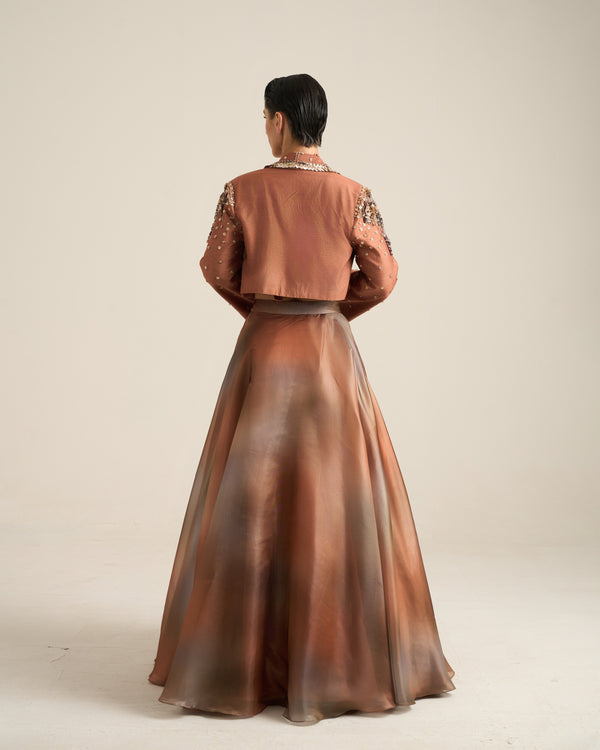 Rust Ombre Lehenga Set