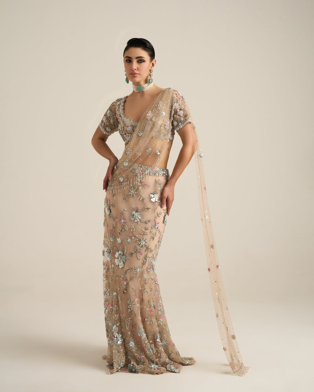 Blush Pink Hand Embroidered Lehenga Set