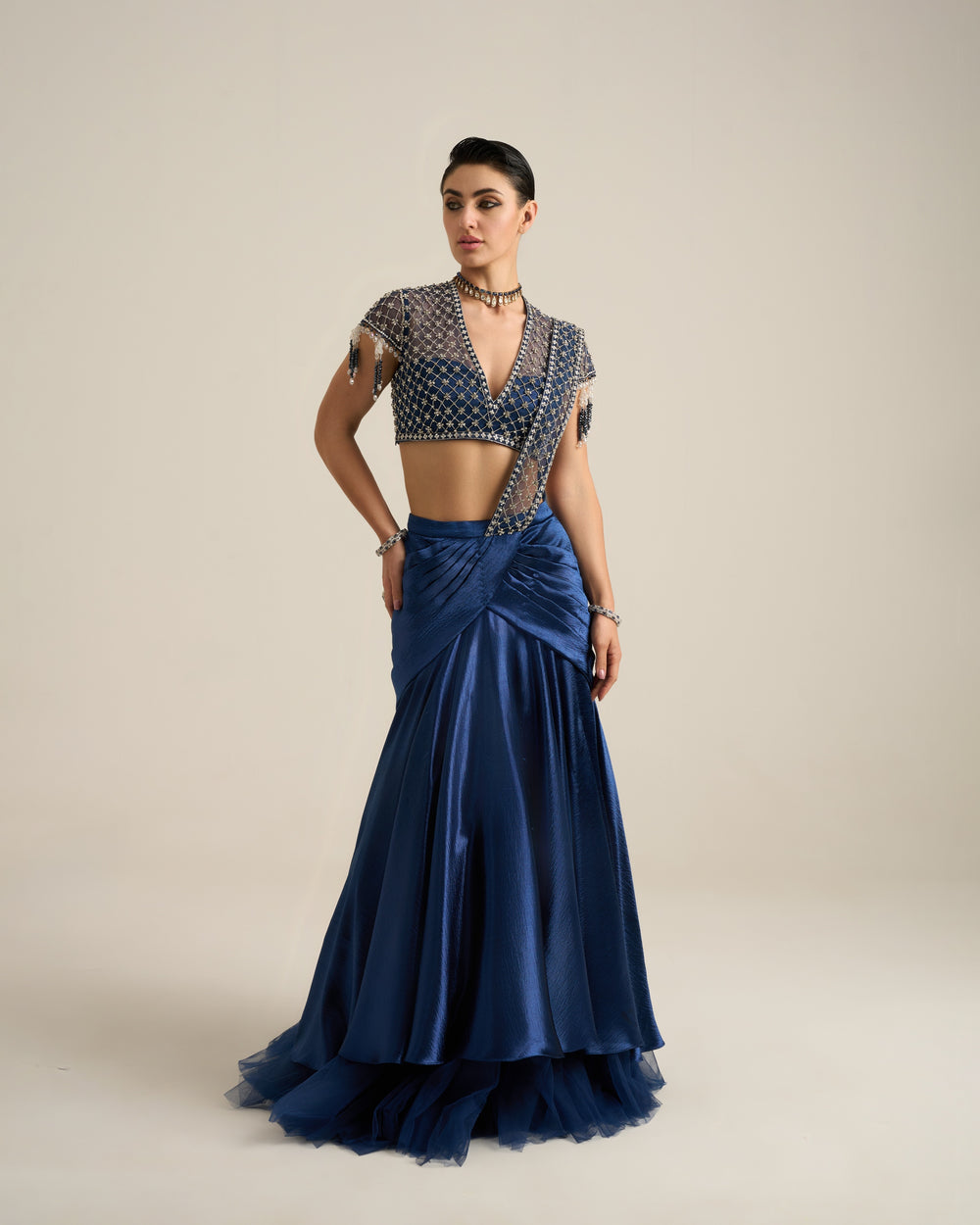 Midnight Blue Saree Set