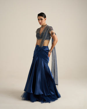 Midnight Blue Saree Set