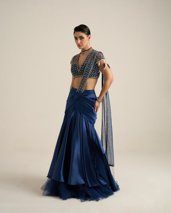 Midnight Blue Saree Set