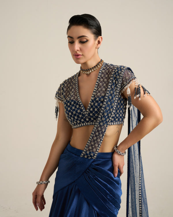 Midnight Blue Saree Set