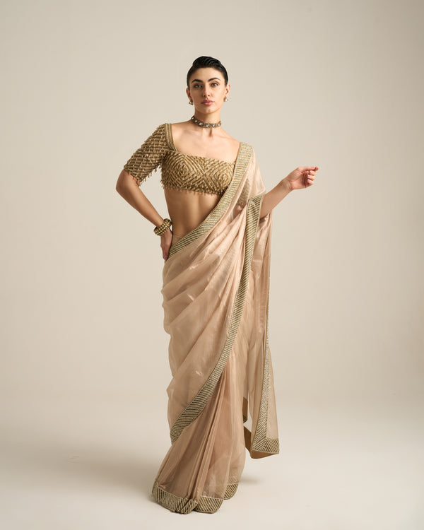 Gold Tissue Saree set