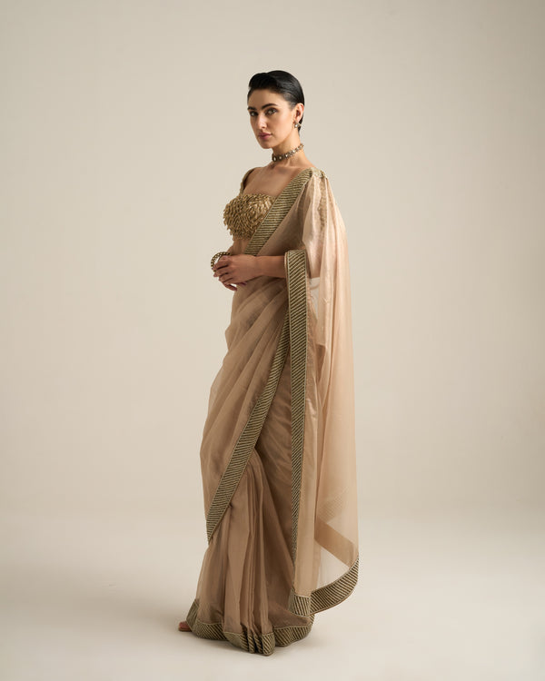 Gold Tissue Saree set