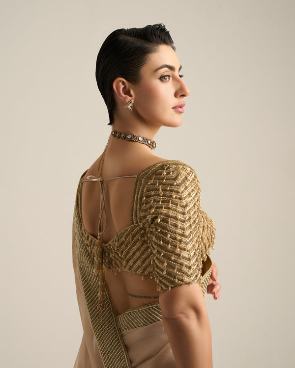 Gold Tissue Saree set