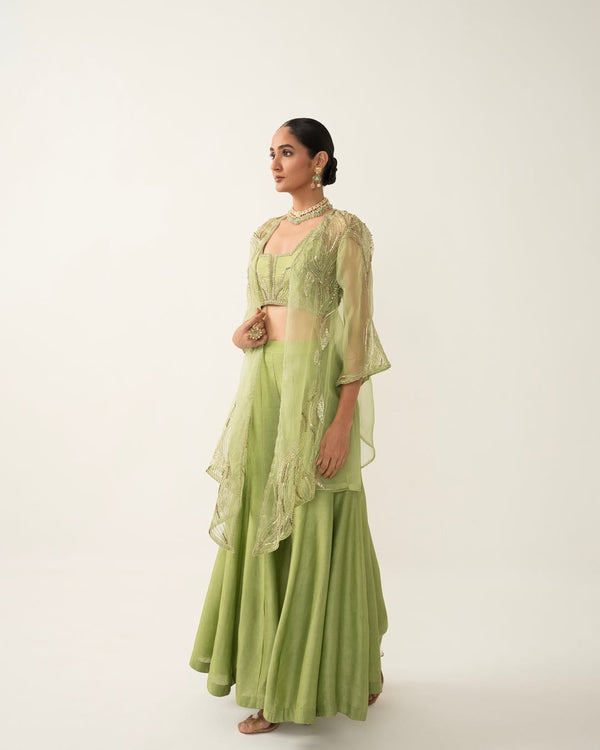 Green Palazzo and Jacket Set