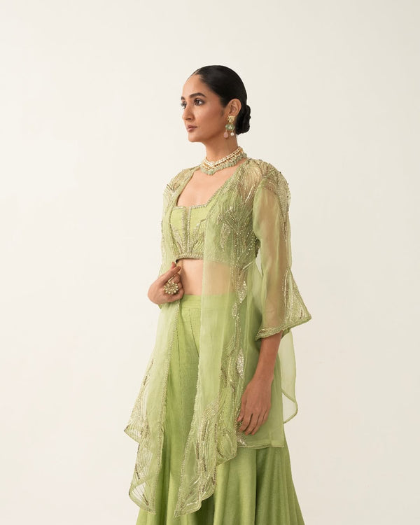 Green Palazzo and Jacket Set