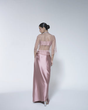 Pre Draped Saree Set With Cape