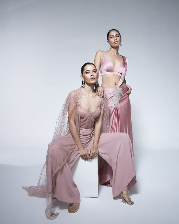 Metallic Pink Patchwork Saree