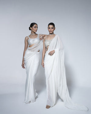 Georgette Saree With Silver Embroidered Blouse